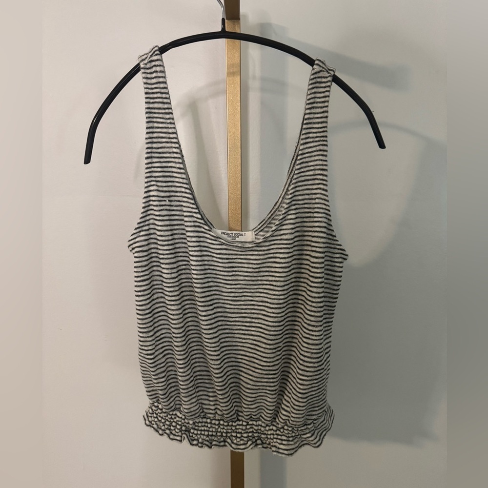 Charcoal Black and White Striped Tank Top